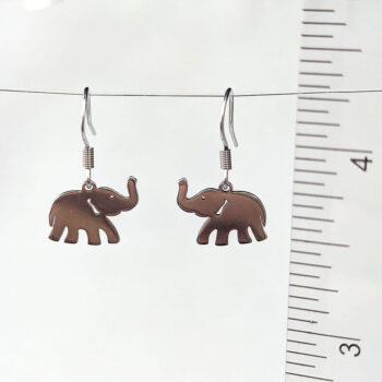 Stainless Steel Delicate Solid Elephant Charm Silver Earrings - Image 2