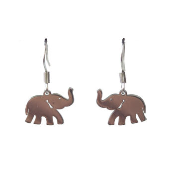 Stainless Steel Delicate Solid Elephant Charm Silver Earrings