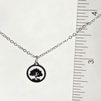 Stainless Steel Delicate Hollow Tree Hoop Silver Necklace - Image 2