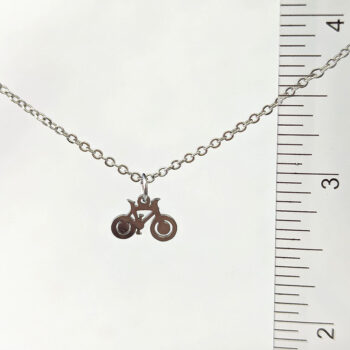 Stainless Steel Delicate Bicycle Bike Charm Silver Necklace - Image 2