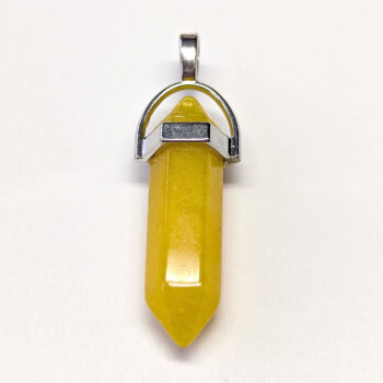 Yellow Jade Stone Natural Gemstone Hexagonal Pointed Pendant Gold - Image 4