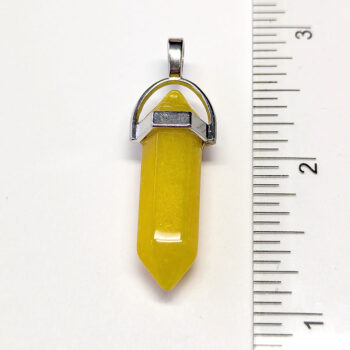 Yellow Jade Stone Natural Gemstone Hexagonal Pointed Pendant Gold - Image 3