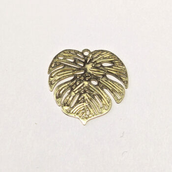 Gold Hollow Delicate Filigree Monstera Leaf Pendant