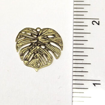 Gold Hollow Delicate Filigree Monstera Leaf Pendant - Image 2