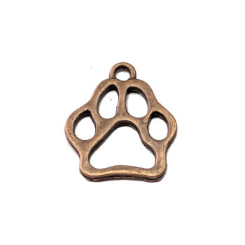 Dog Hollow Paw Print Charm Antique Copper