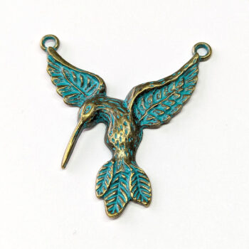 Hummingbird Bird Connector / Pendant Antique Bronze Patina