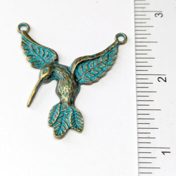 Hummingbird Bird Connector / Pendant Antique Bronze Patina - Image 2