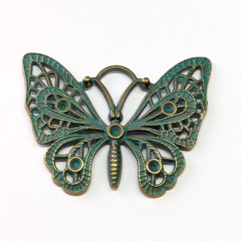 Large Hollow Butterfly Pendant Antique Bronze Patina