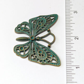 Large Hollow Butterfly Pendant Antique Bronze Patina - Image 2