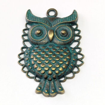 Large Owl Pendant Antique Bronze Patina