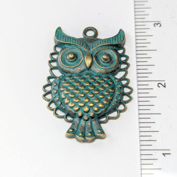 Large Owl Pendant Antique Bronze Patina - Image 2