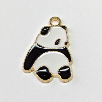 Sitting Panda  Enamel Charm Gold