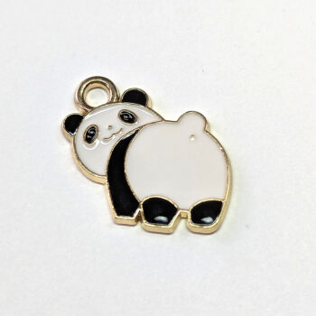 Panda Back Enamel Charm Gold