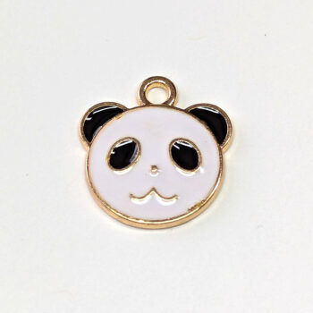 Round Panda Head Enamel Charm Gold