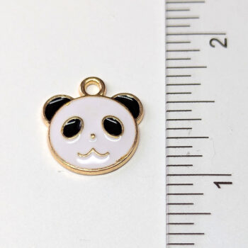 Round Panda Head Enamel Charm Gold - Image 2