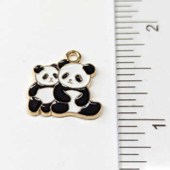 Panda Pair Enamel Charm Gold - Image 2