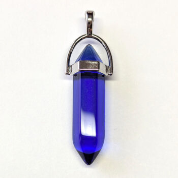 Clear Royal Blue Stone Hexagonal Pointed Pendant - Image 3