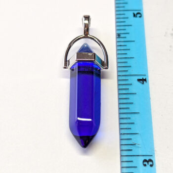 Clear Royal Blue Stone Hexagonal Pointed Pendant - Image 2