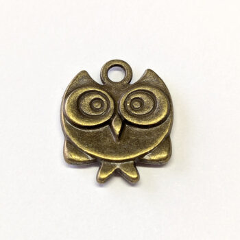 Antique Bronze Round Owl Big Eyes Charm