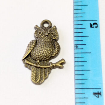 Antique Bronze Owl on Sitting on a Branch Charm - Image 2