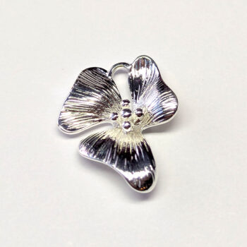 Decorative Round Orchid Flower Charm / Connector Silver