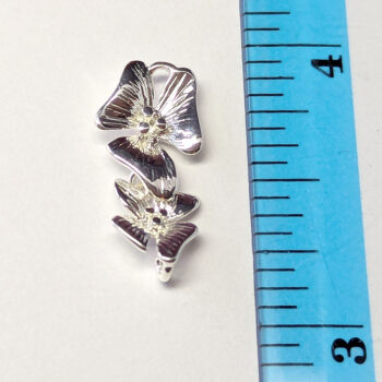 Dainty Double Cascading Orchid Flower Pendant / Connector Silver - Image 2