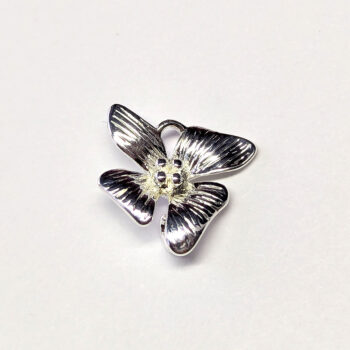 Dainty Decorative Orchid Flower Charm / Connector Silver