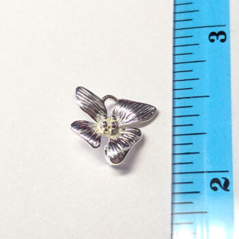 Dainty Decorative Orchid Flower Charm / Connector Silver - Image 2