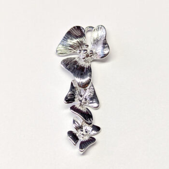 Triple Orchid Flower Pendant / Connector Silver