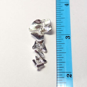 Triple Orchid Flower Pendant / Connector Silver - Image 2