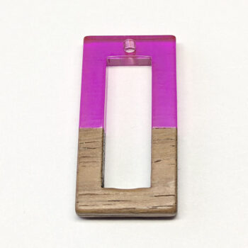 Hot Pink Hollow Rectangle Resin Geometric Wood Pendant