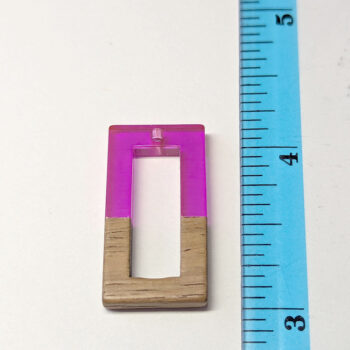 Hot Pink Hollow Rectangle Resin Geometric Wood Pendant - Image 3