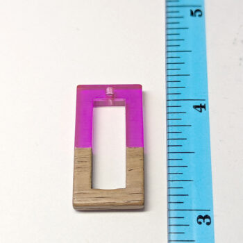 Hot Pink Hollow Rectangle Resin Geometric Wood Pendant - Image 2