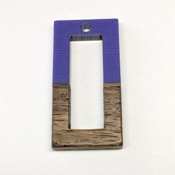 Dark Blue Hollow Rectangle Resin Geometric Wood Pendant