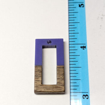 Dark Blue Hollow Rectangle Resin Geometric Wood Pendant - Image 2