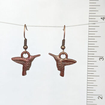 Hummingbird Bird Double Sided Antique Copper Earrings - Image 2