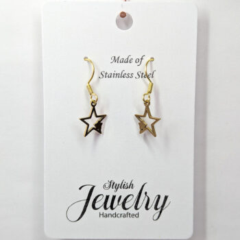 Stainless Steel Delicate Solid Hollow Double Star Gold Earrings - Image 3