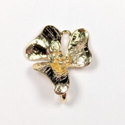 Decorative Round Orchid Flower Charm / Connector Gold