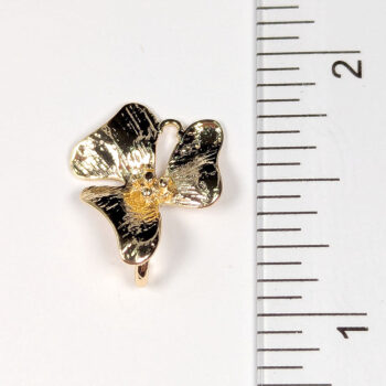 Decorative Round Orchid Flower Charm / Connector Gold - Image 2