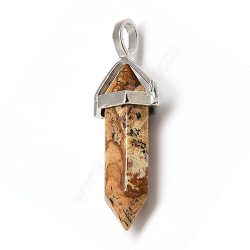 Picture Jasper Natural Gemstone Hexagonal Pointed Pendant
