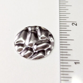 Sterling Silver Plated Geometric Round Diamond Hammer Disk Charm - Image 2