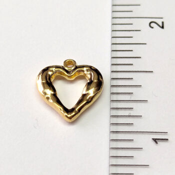 Stainless Steel Textured Chunky Small Heart Pendant Gold - Image 2