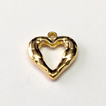 Stainless Steel Textured Chunky Small Heart Pendant Gold