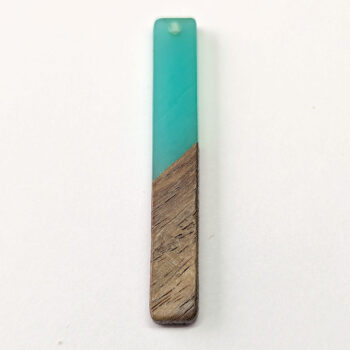 Green Long Rectangle Resin Wood Pendant