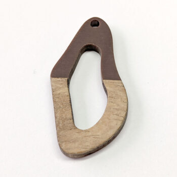 Brown Irregular Oval Geometric Wood Resin Pendant