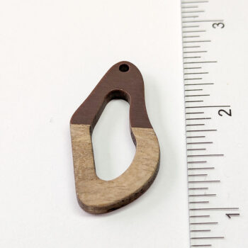 Brown Irregular Oval Geometric Wood Resin Pendant - Image 2