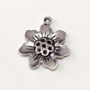 Antique Silver Six Petal Flower Pendant