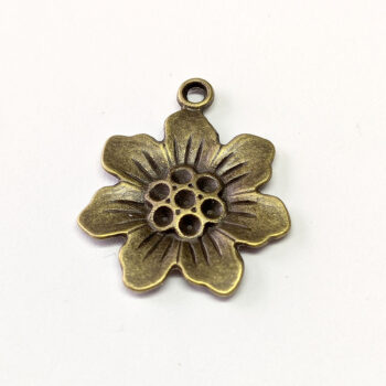 Antique Bronze Six Petal Flower Pendant