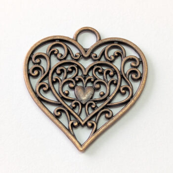 Decorative Hollow Cutout Heart Pendant Antique Copper