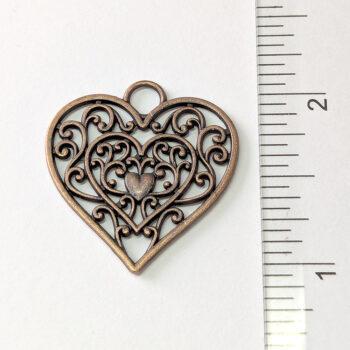 Decorative Hollow Cutout Heart Pendant Antique Copper - Image 2